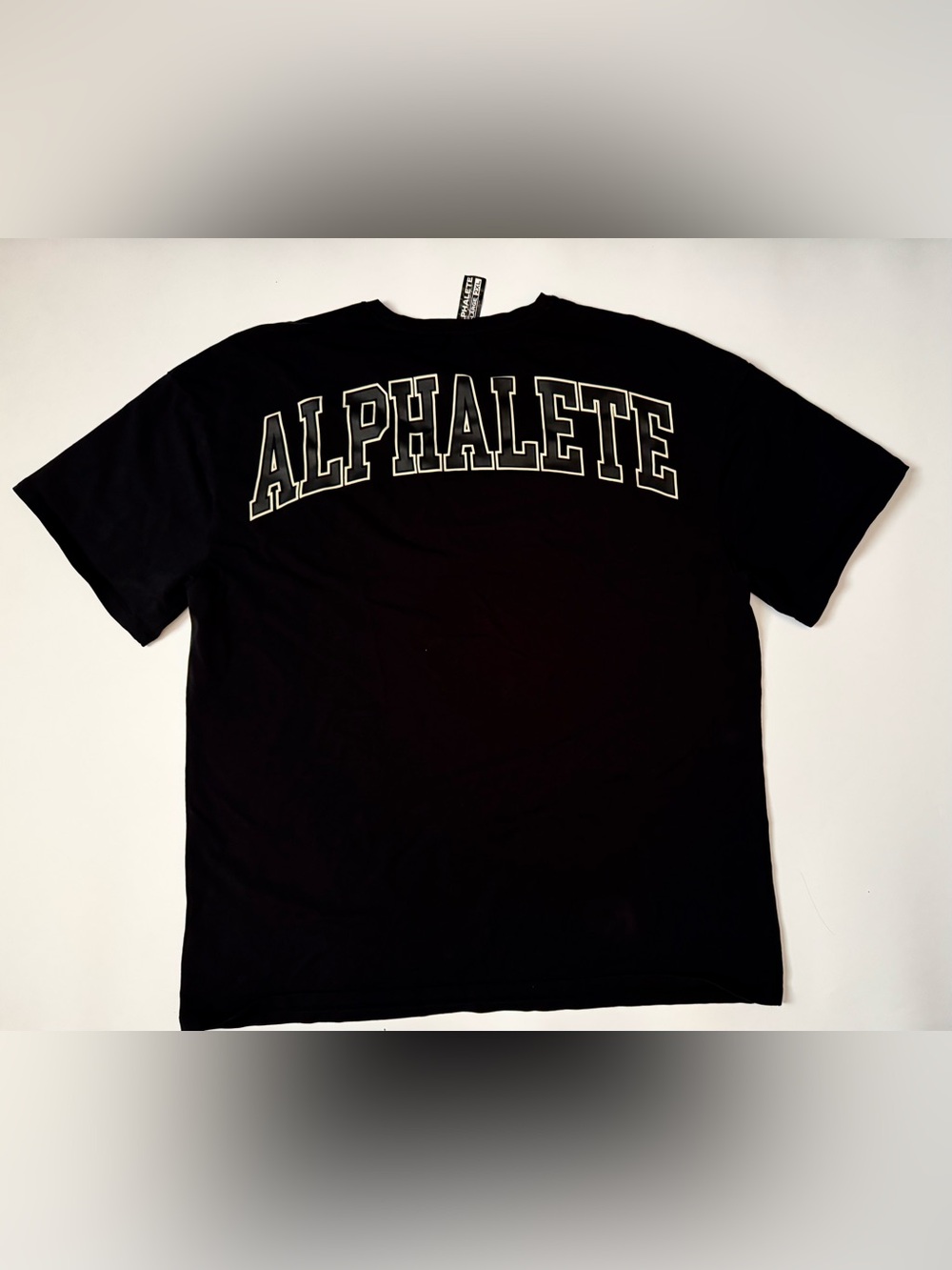 Alphalete Black Crewneck T-Shirt with White-Outlined Logo